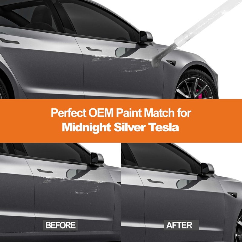 Gen2Magic Midnight Silver Touch Up Paint Pen Kit for Telsa Y 3 S X [Clear Coat Included], PMNG Color Match for Scratches, Rock Chips, Bumper Dings, Easy Scratch Repair & Rust Remover for Tesla Owners - Image 3